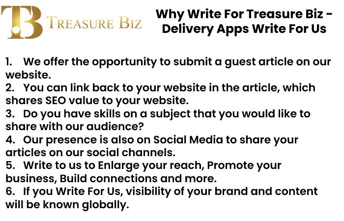 Why Write For Treasure Biz - Delivery Apps Write For Us