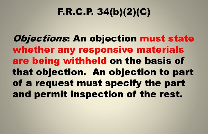 FRCP 34 Objections